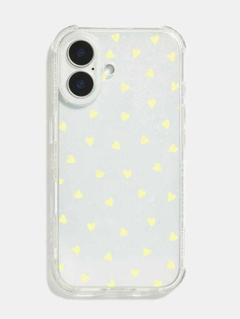 Yellow Ditsy Hearts Shock iPhone Case sold by Skinnydip London