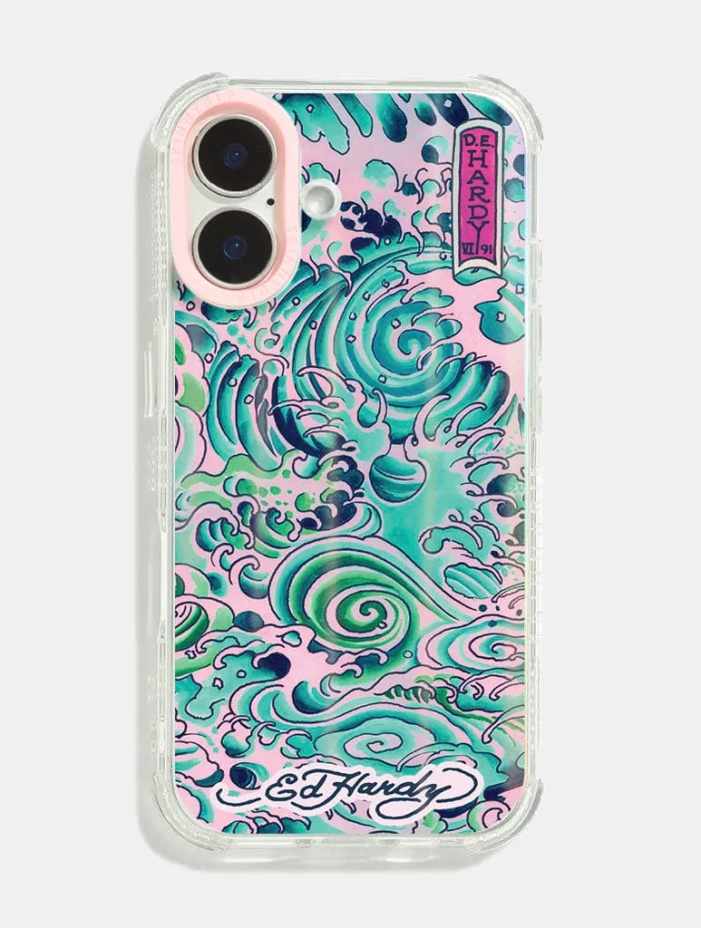 Ed Hardy x Skinnydip Pink Waves Shock iPhone Case sold by Skinnydip London
