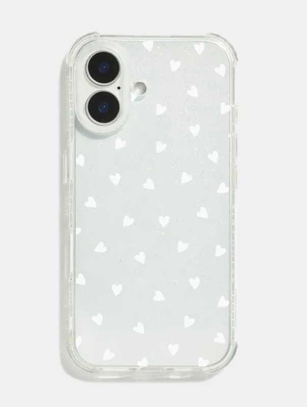 White Ditsy Hearts Shock iPhone Case sold by Skinnydip London