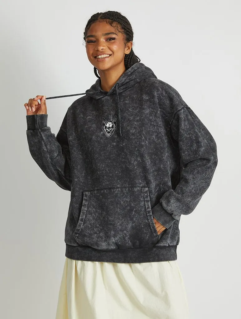 Stranger Things x Skinnydip Hellfire Club Hoodie In Acid Wash sold by Skinnydip London product image thumbnail 2