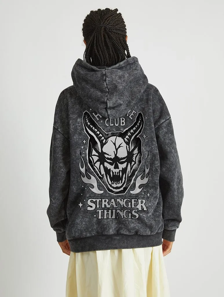 Stranger Things x Skinnydip Hellfire Club Hoodie In Acid Wash sold by Skinnydip London