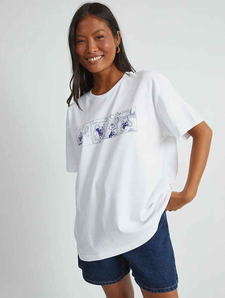 Disney Donald Duck Tennis T-Shirt In White sold by Skinnydip London product image thumbnail 3