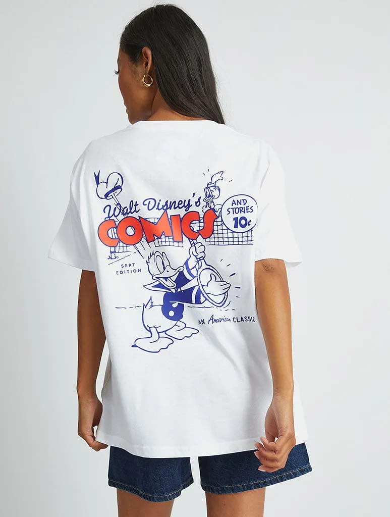 Disney Donald Duck Tennis T-Shirt In White sold by Skinnydip London