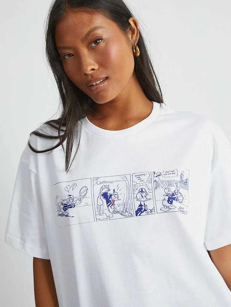 Disney Donald Duck Tennis T-Shirt In White sold by Skinnydip London product image thumbnail 2