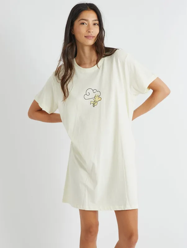 Peanuts x Skinnydip Snoopy Rainbow Nightie in Ecru sold by Skinnydip London