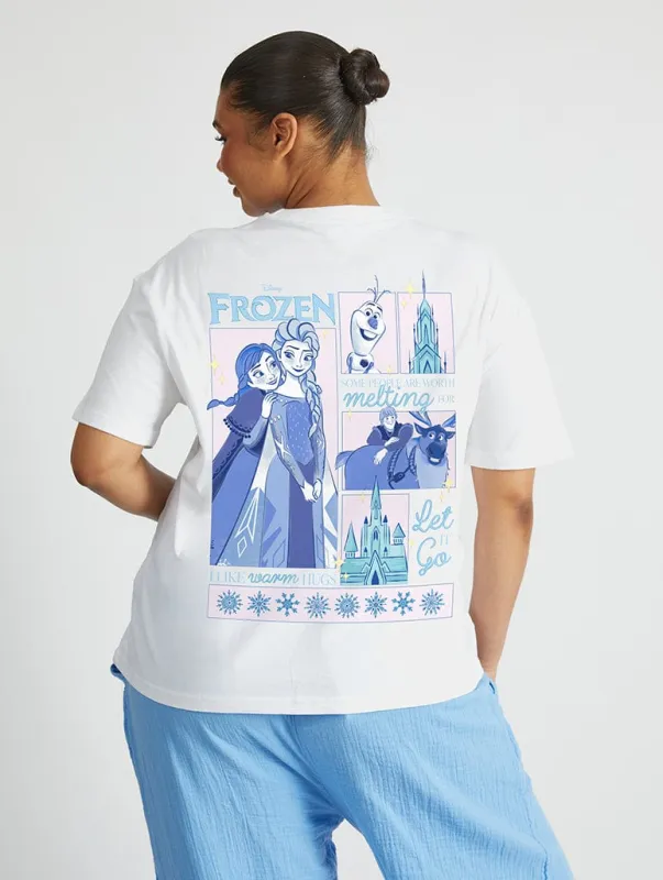 Disney Frozen Quote Poster T-Shirt In White sold by Skinnydip London