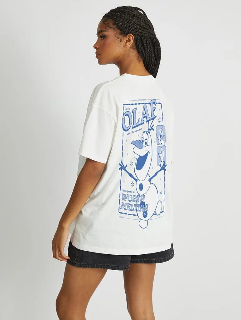 Disney Olaf Poster T-Shirt In White sold by Skinnydip London