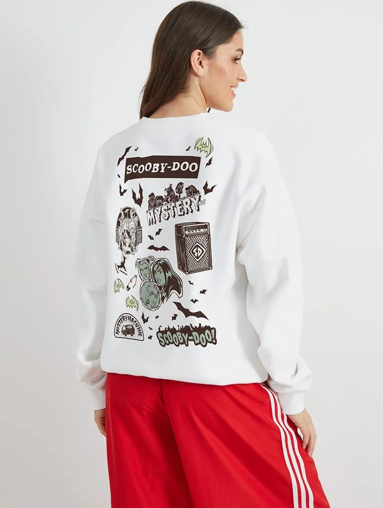 Scooby Doo x Skinnydip Sticker Sweatshirt In White sold by Skinnydip London