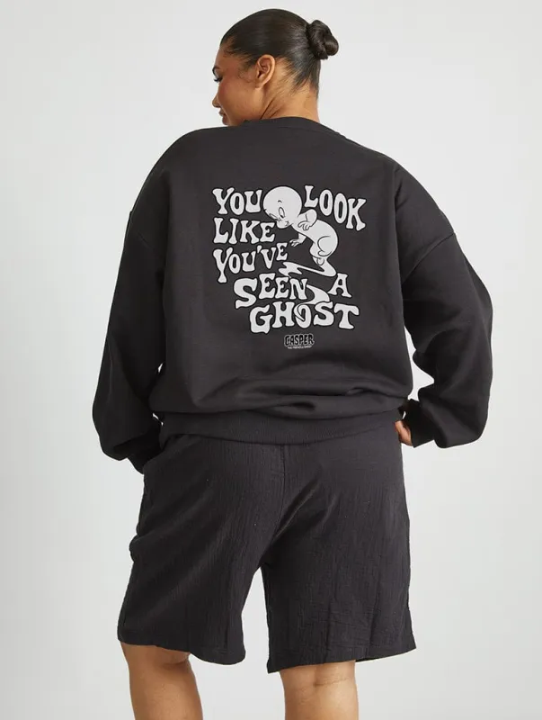 Casper x Skinnydip You Look Like You've Seen A Ghost Sweatshirt In Black sold by Skinnydip London