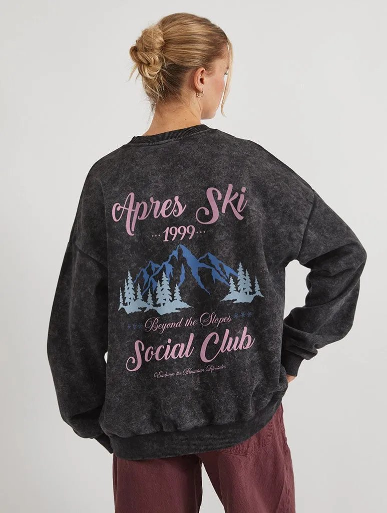 Apres Ski Social Club Sweatshirt In Acid Wash sold by Skinnydip London product image thumbnail 2