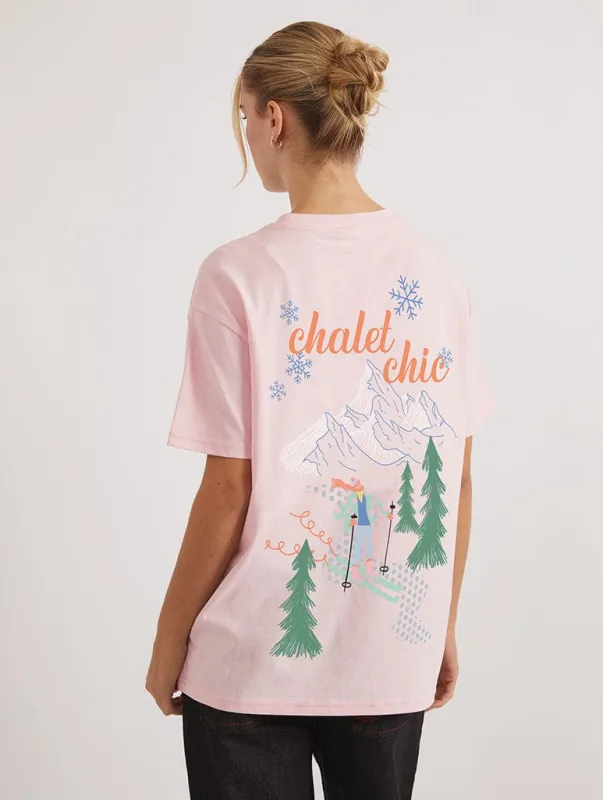 Chalet Chic T-Shirt In Pink sold by Skinnydip London