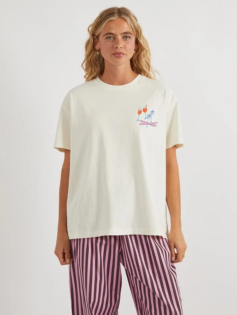 Aperol And Apres T-Shirt In White sold by Skinnydip London product image thumbnail 2