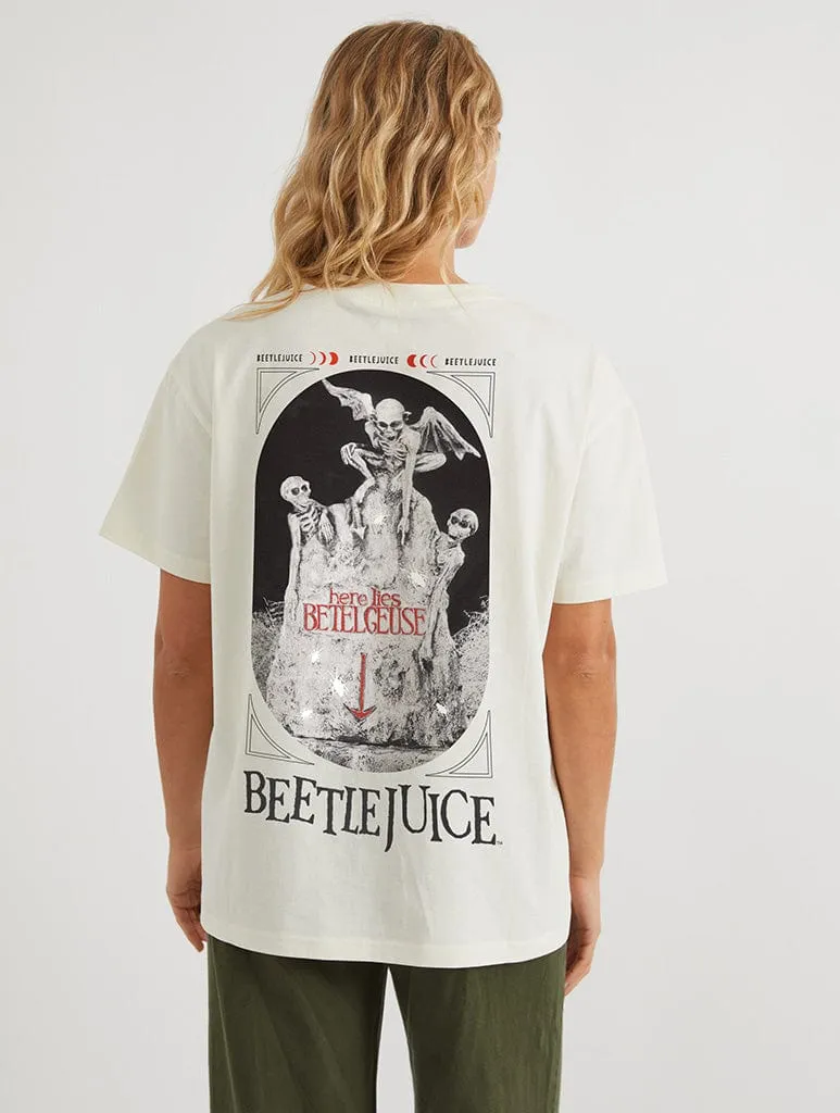 Beetlejuice x Skinnydip Gravestone T-Shirt In White sold by Skinnydip London