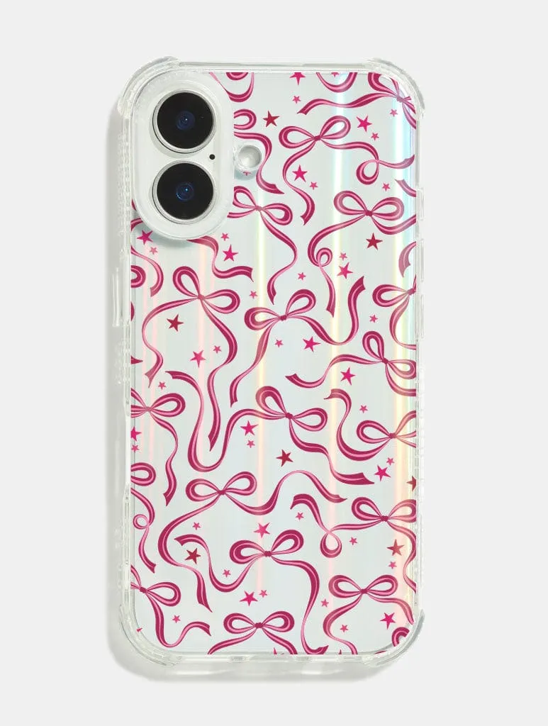 Burgundy Starry Bows Shock iPhone Case sold by Skinnydip London