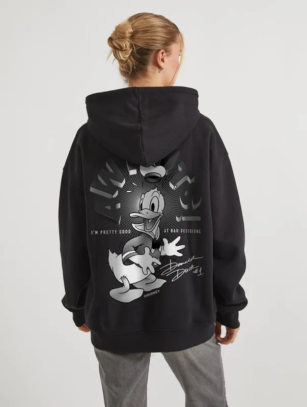 Disney Donald Duck Aw Nuts Hoodie In Black sold by Skinnydip London