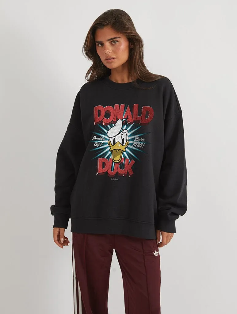 Disney Donald Duck Sweatshirt In Black sold by Skinnydip London product image thumbnail 2