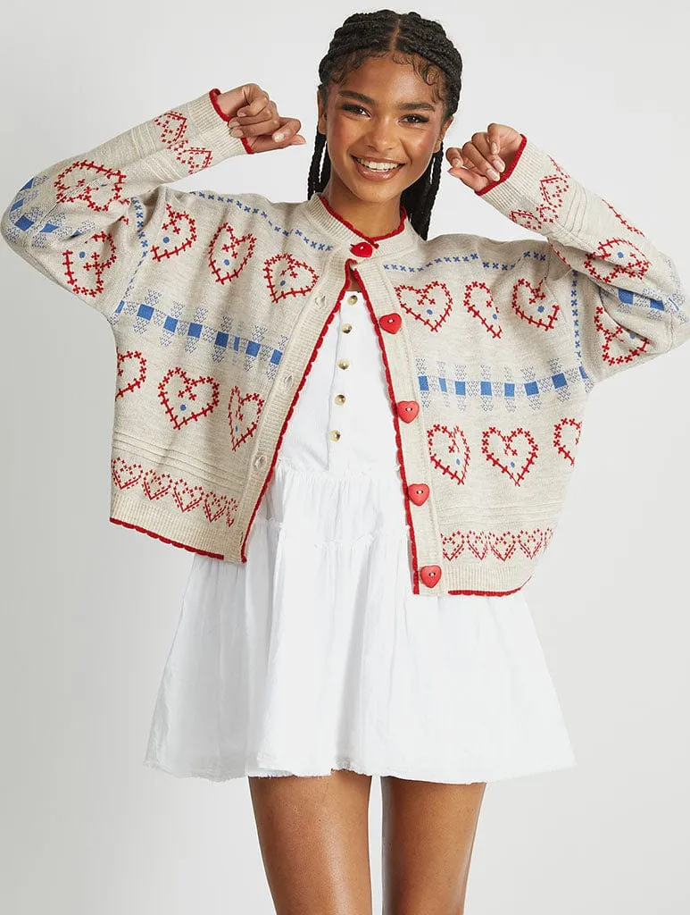 Heart Stitch Knitted Cardigan sold by Skinnydip London product image thumbnail 3