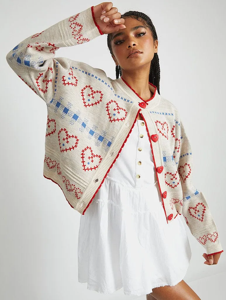 Heart Stitch Knitted Cardigan sold by Skinnydip London product image thumbnail 2