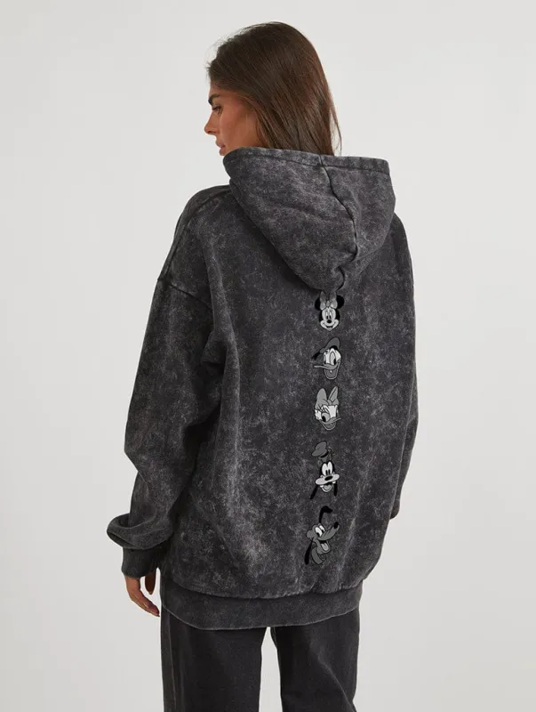 Disney Character Face Hoodie In Acid Wash sold by Skinnydip London