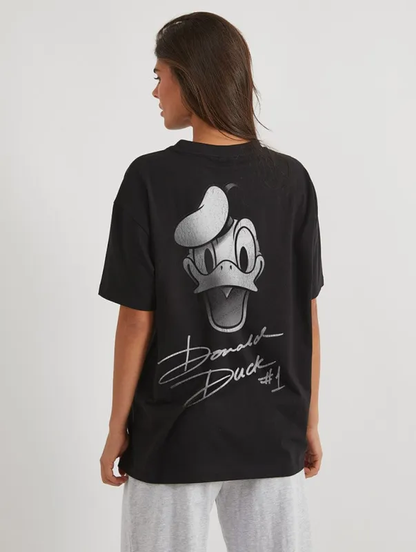 Disney Donald Signed T-Shirt In Black sold by Skinnydip London