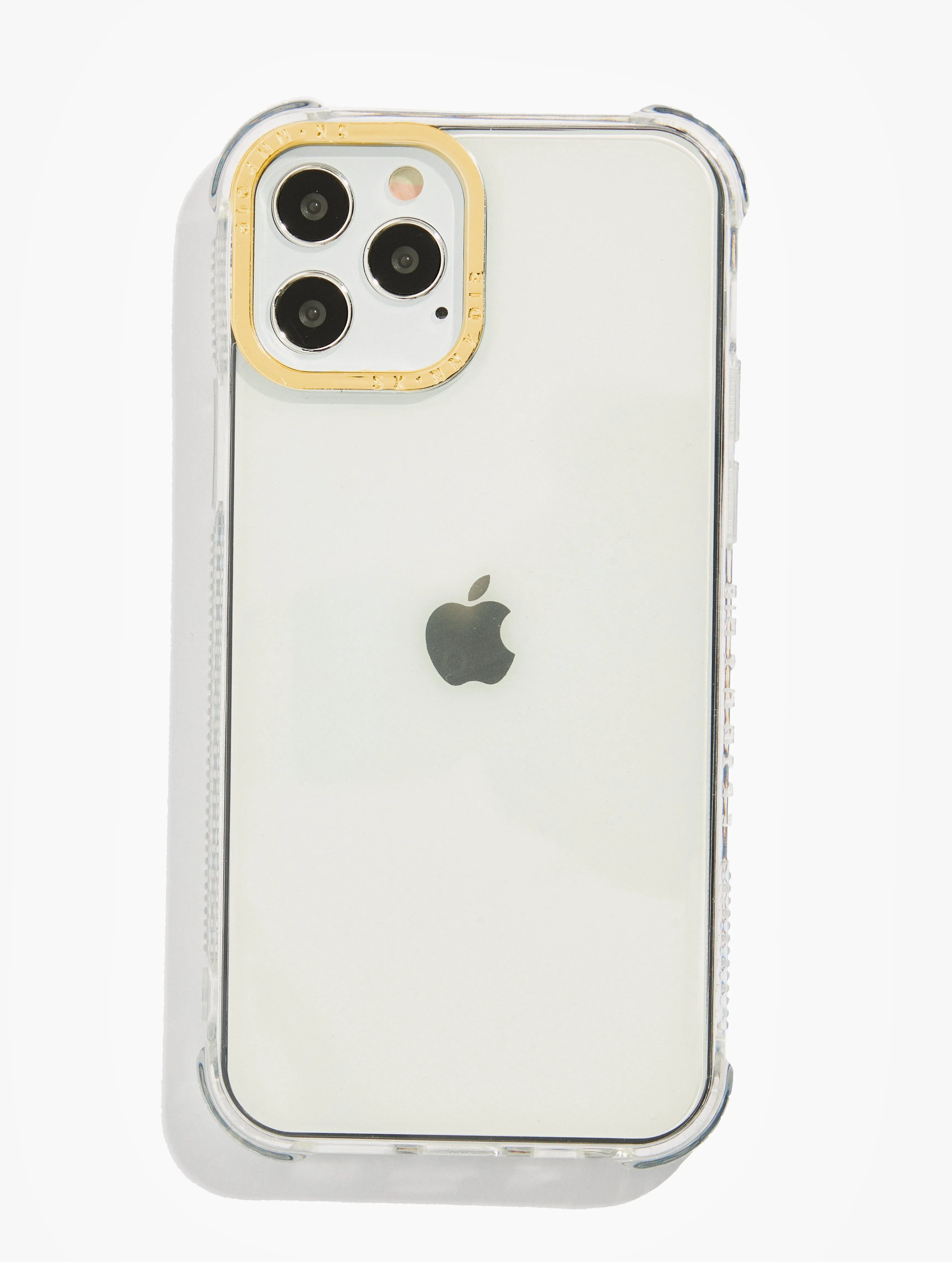 Clear Shock iPhone Case With Gold Camera Hole sold by Skinnydip London