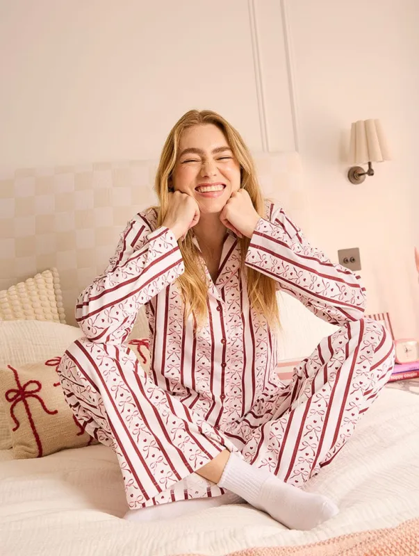 Stripe Bow Pyjama Set sold by Skinnydip London