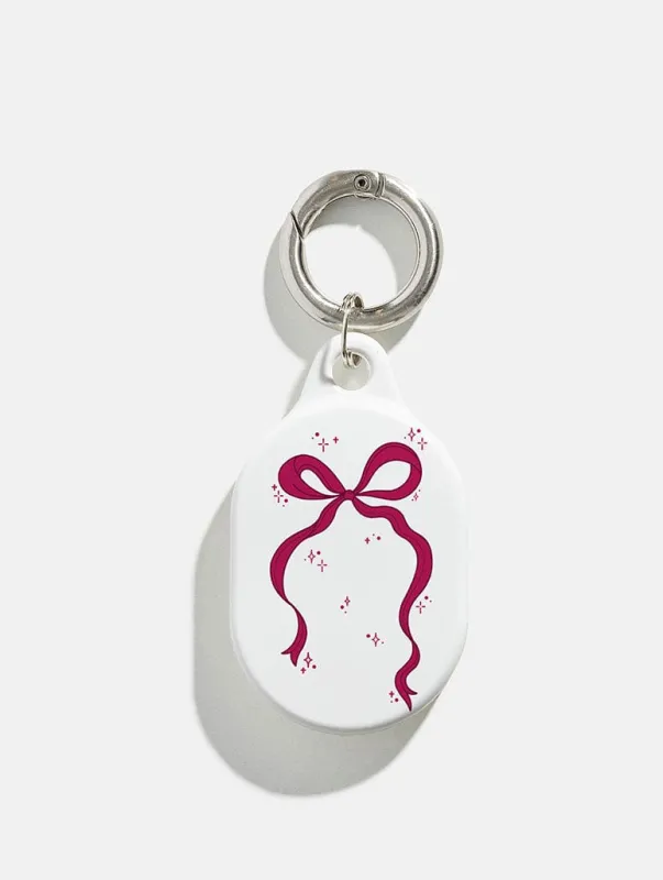 Burgundy Single Bow AirTag Case in Gloss sold by Skinnydip London