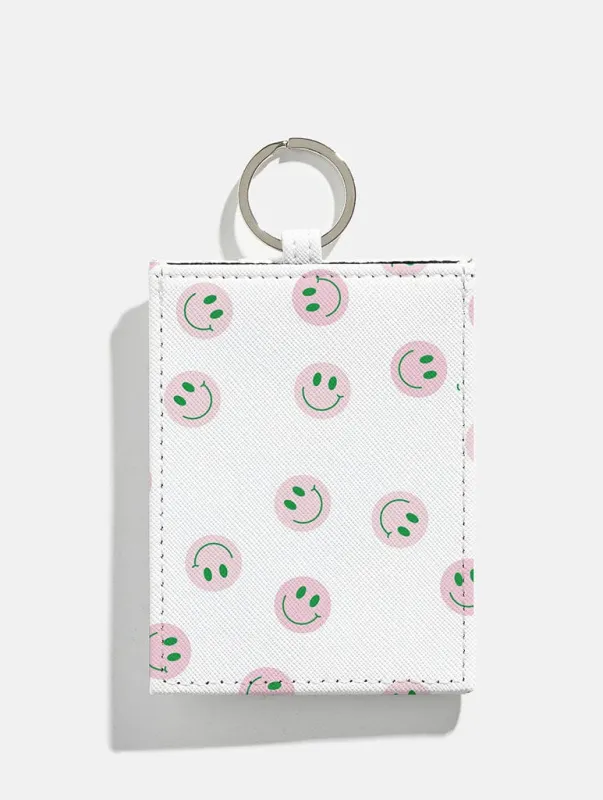 Pink and Green Smiley Card Holder sold by Skinnydip London