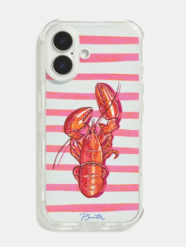 Pippa Smith Studio x Skinnydip Lobster On Pink Stripes Shock iPhone Case sold by Skinnydip London