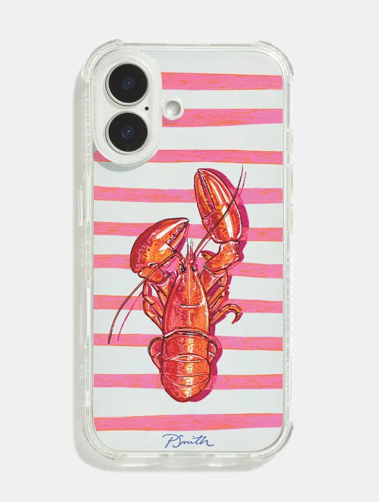 Pippa Smith Studio x Skinnydip Lobster On Pink Stripes Shock iPhone Case sold by Skinnydip London