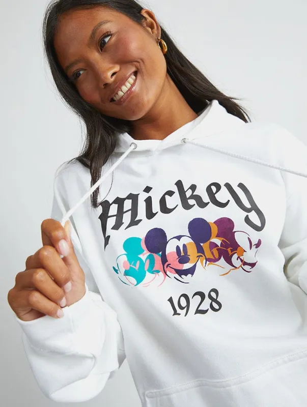 Disney Mickey Mouse Gothic Hoodie In White sold by Skinnydip London