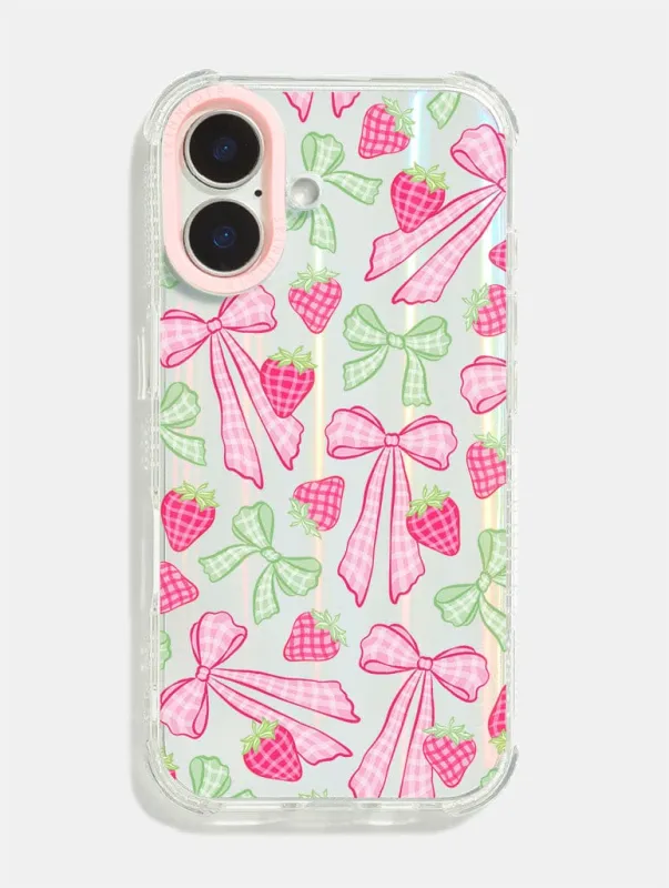 Pink Gingham Bow Shock iPhone Case sold by Skinnydip London