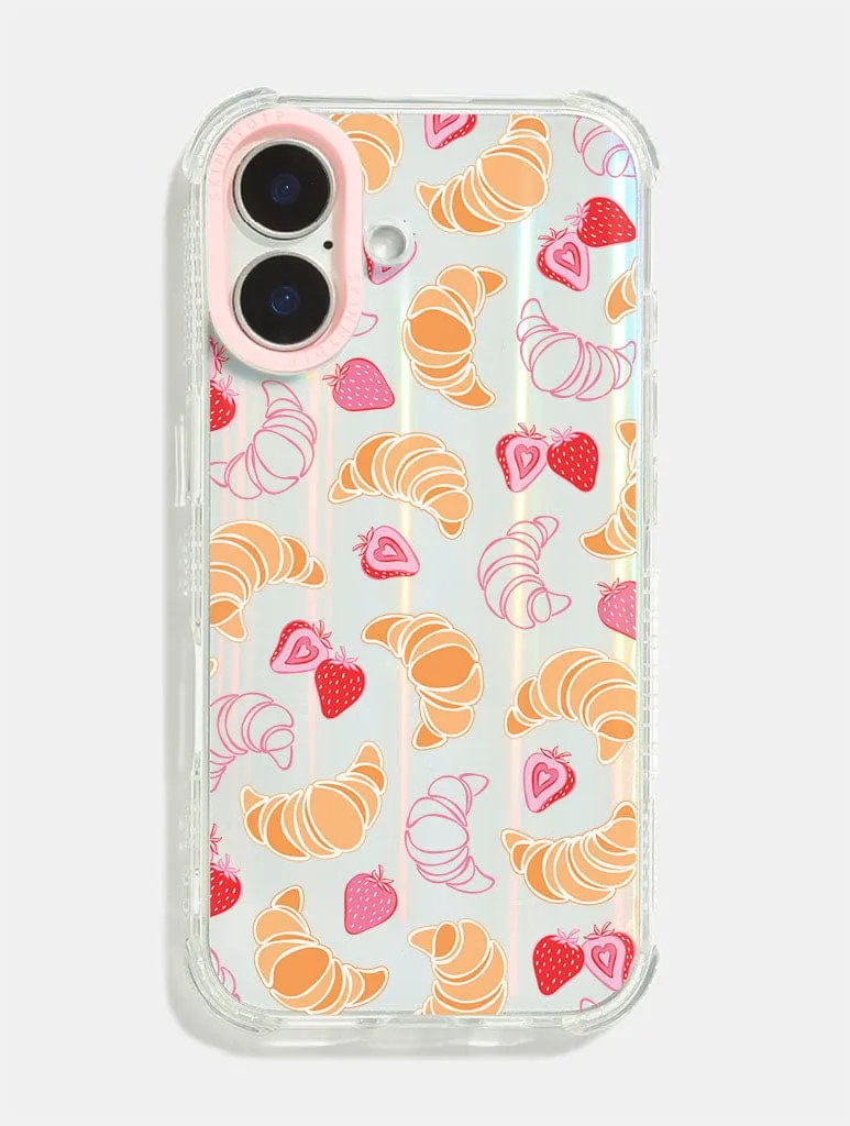 Pink Croissants & Strawberries Shock iPhone Case sold by Skinnydip London