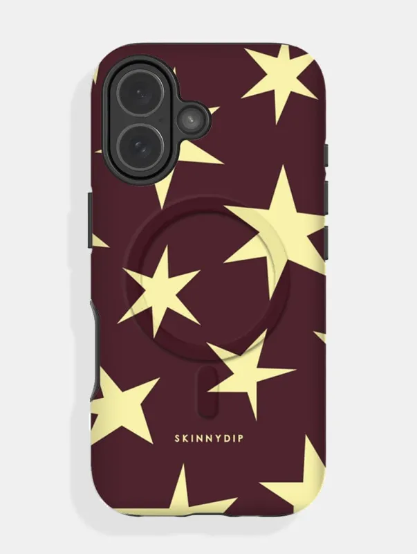 Maroon and Yellow Ditsy Star MagSafe Ultra Protective iPhone Case sold by Skinnydip London