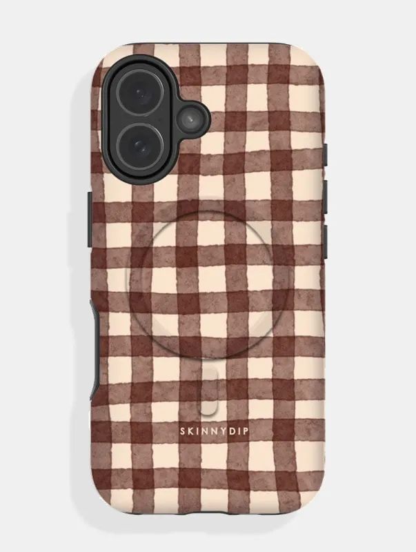 Brown Gingham MagSafe Ultra Protective iPhone Case sold by Skinnydip London