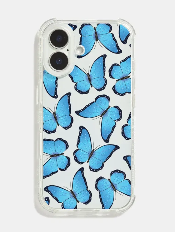 Blue Butterfly Repeat Shock iPhone Case sold by Skinnydip London