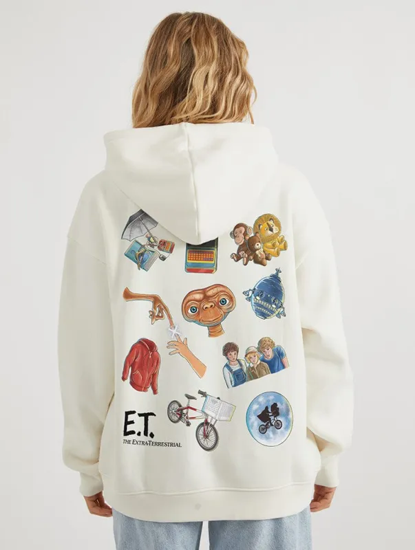 E.T. Collage Hoodie In White sold by Skinnydip London