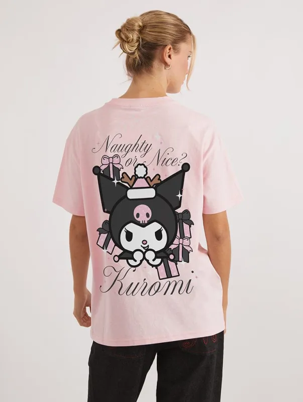 Hello Kitty x Skinnydip Kuromi Naughty Or Nice T-Shirt in Pink sold by Skinnydip London