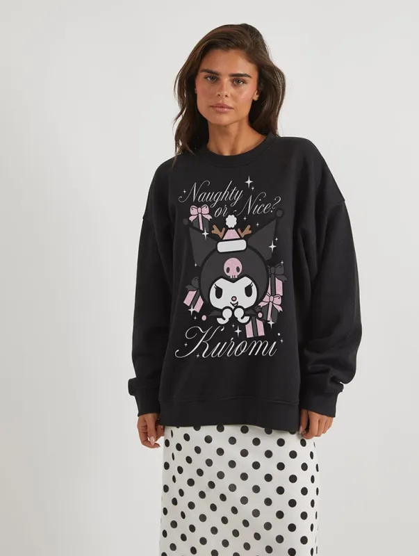 Hello Kitty x Skinnydip Kuromi Naughty Or Nice Sweatshirt In Black sold by Skinnydip London