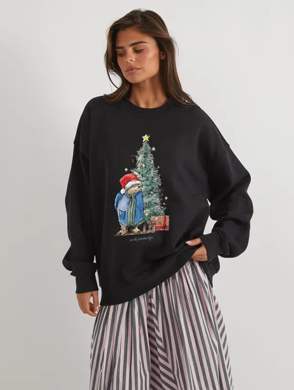 Paddington x Skinnydip Christmas Tree Sweatshirt In Black sold by Skinnydip London