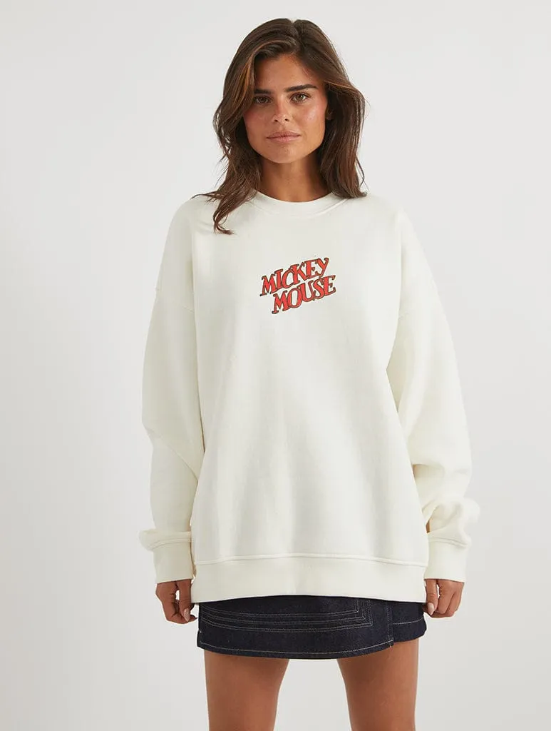 Disney Mickey Vintage Ski Poster Sweatshirt In White sold by Skinnydip London product image thumbnail 2