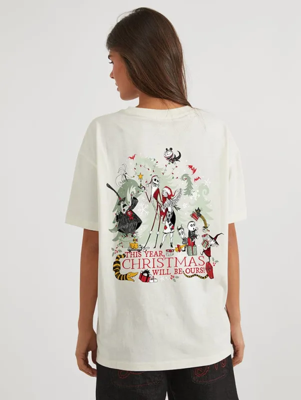 Disney The Nightmare Before Christmas Christmas Will Be Ours T-Shirt In White sold by Skinnydip London