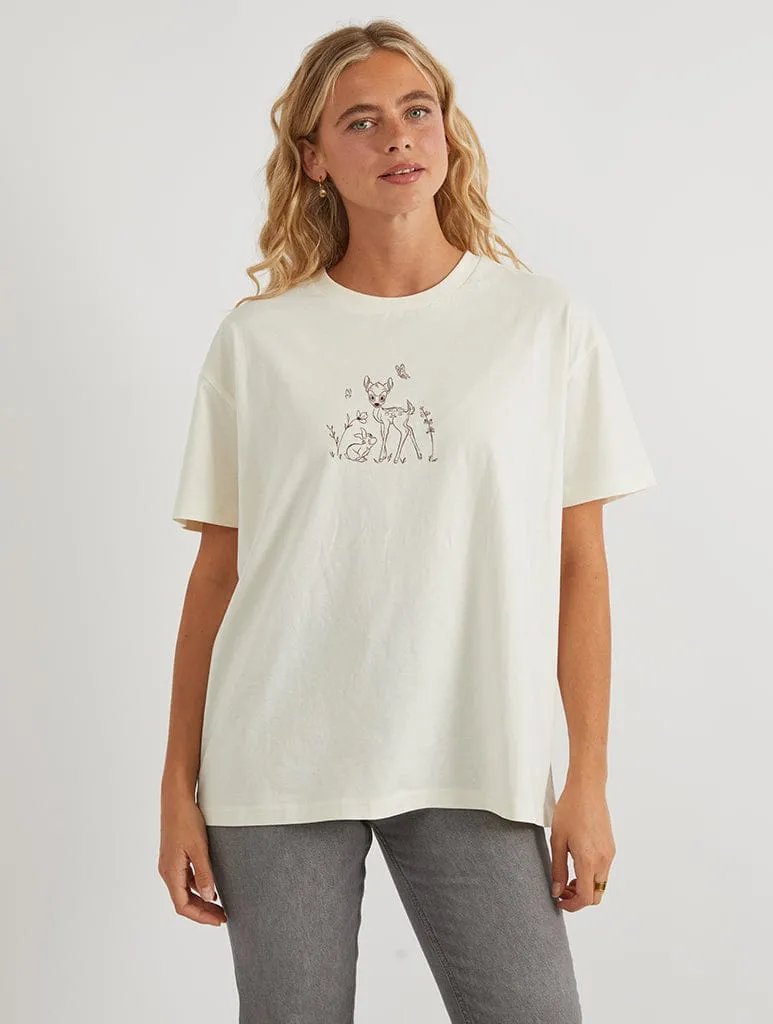 Disney Bambi Monochrome T-Shirt In White sold by Skinnydip London product image thumbnail 2