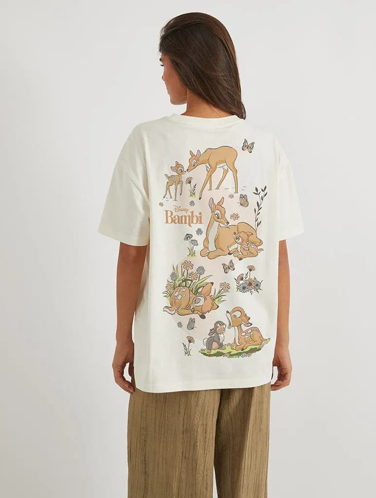 Disney Bambi Poster T-Shirt In White sold by Skinnydip London