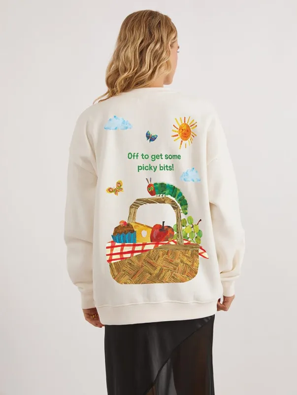 The Very Hungry Caterpillar Picky Bits Picnic Sweatshirt In White sold by Skinnydip London