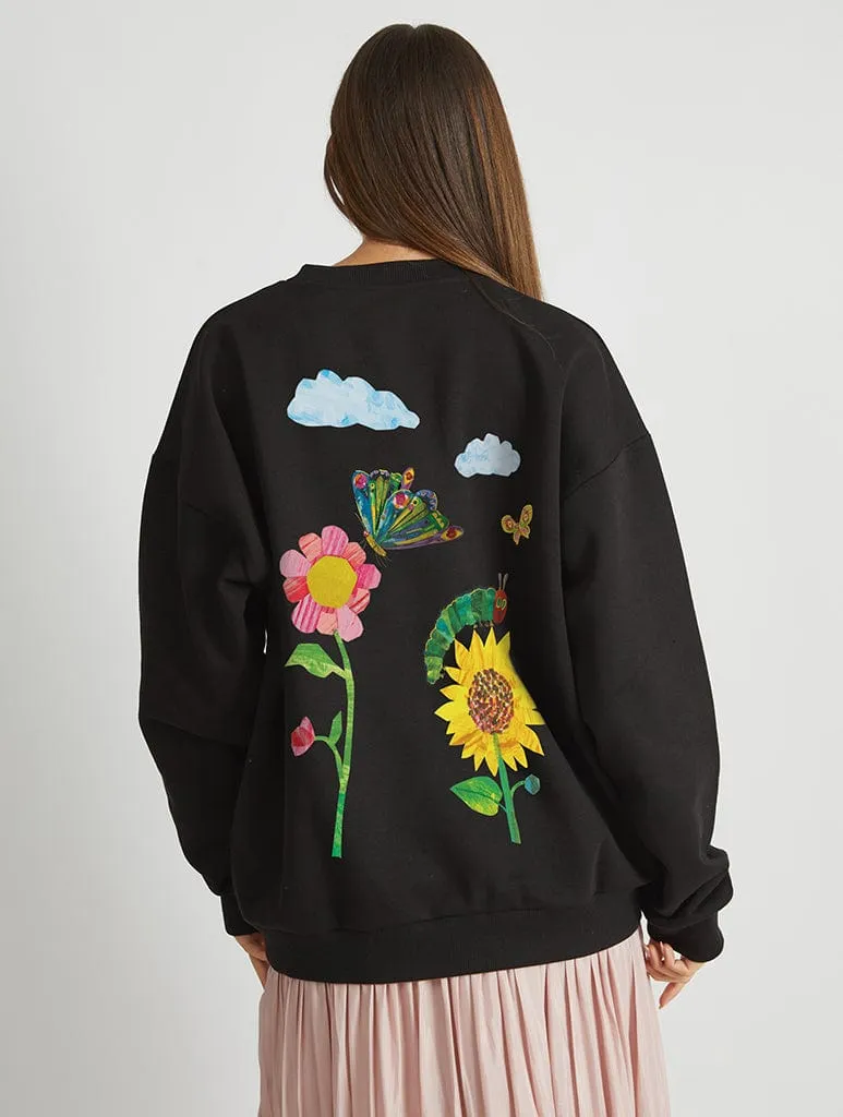The Very Hungry Caterpillar Garden Sweatshirt In Black sold by Skinnydip London