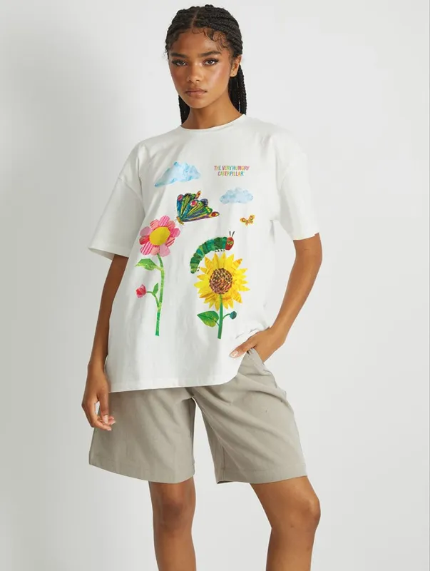 The Very Hungry Caterpillar Garden T-Shirt In White made by Skinnydip London