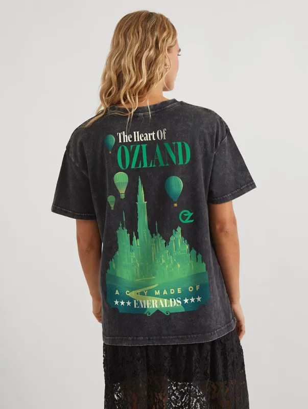 Wicked x Skinnydip Emerald City T-Shirt In Acid Wash sold by Skinnydip London