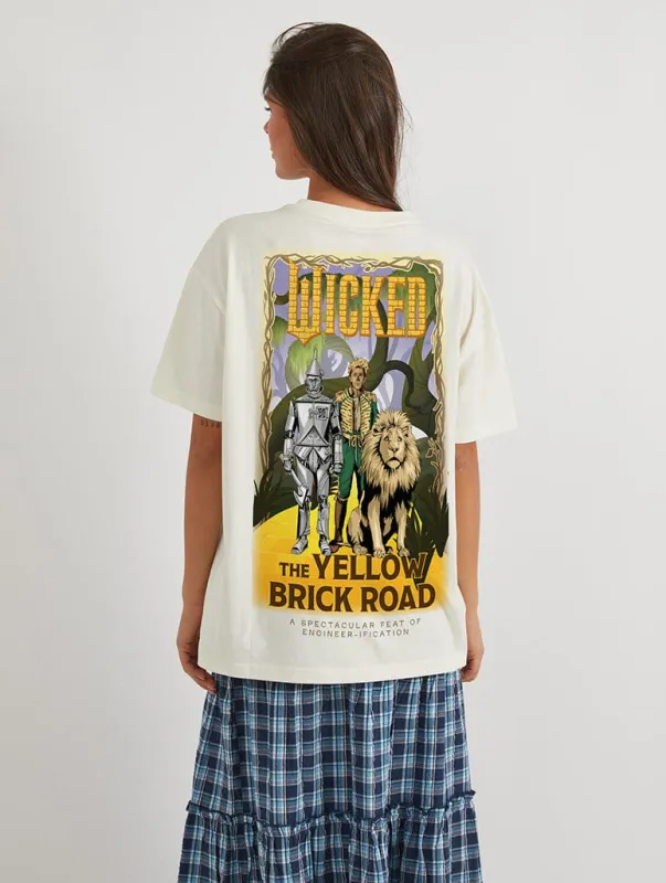 Wicked x Skinnydip Yellow Brick Road Poster T-Shirt In White sold by Skinnydip London