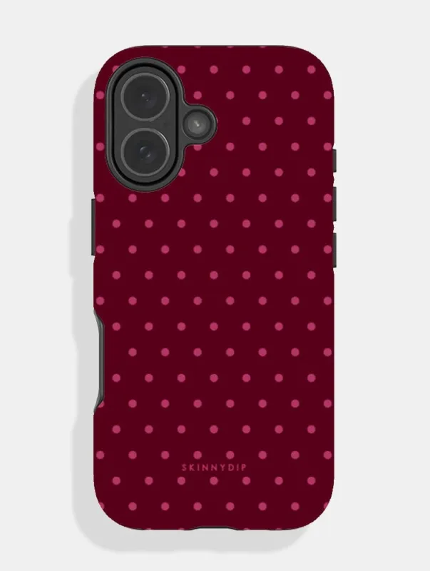 Burgundy Mini Dots Ultra Protective iPhone Case sold by Skinnydip London